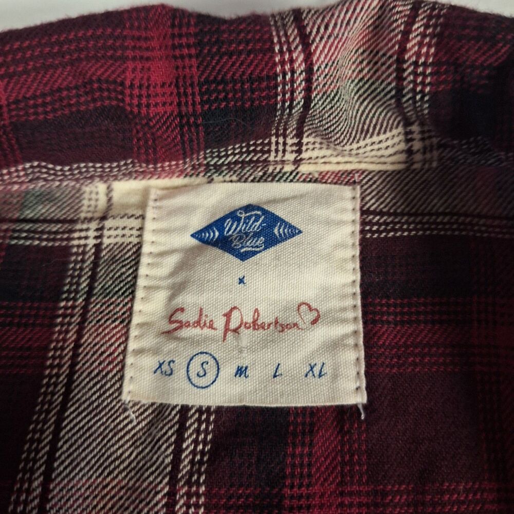 Wild Blue By Sadie Robinson Red White Plaid Cardigan Tie Front Cabincore Size S - Picture 3 of 12